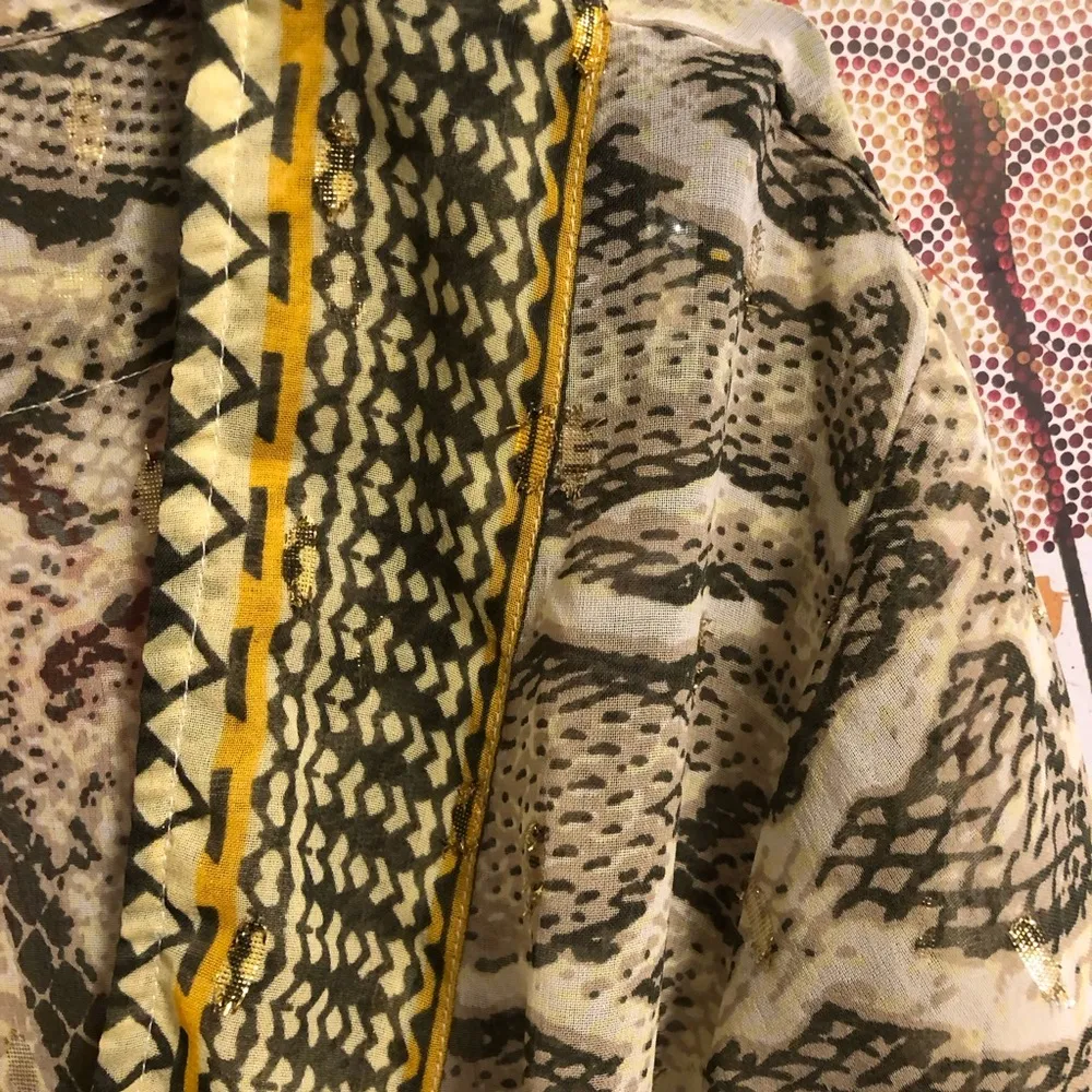 BLUE ISLAND Boho Dress/Beach Cover with Gold accents and beaded tassels S - Image 3