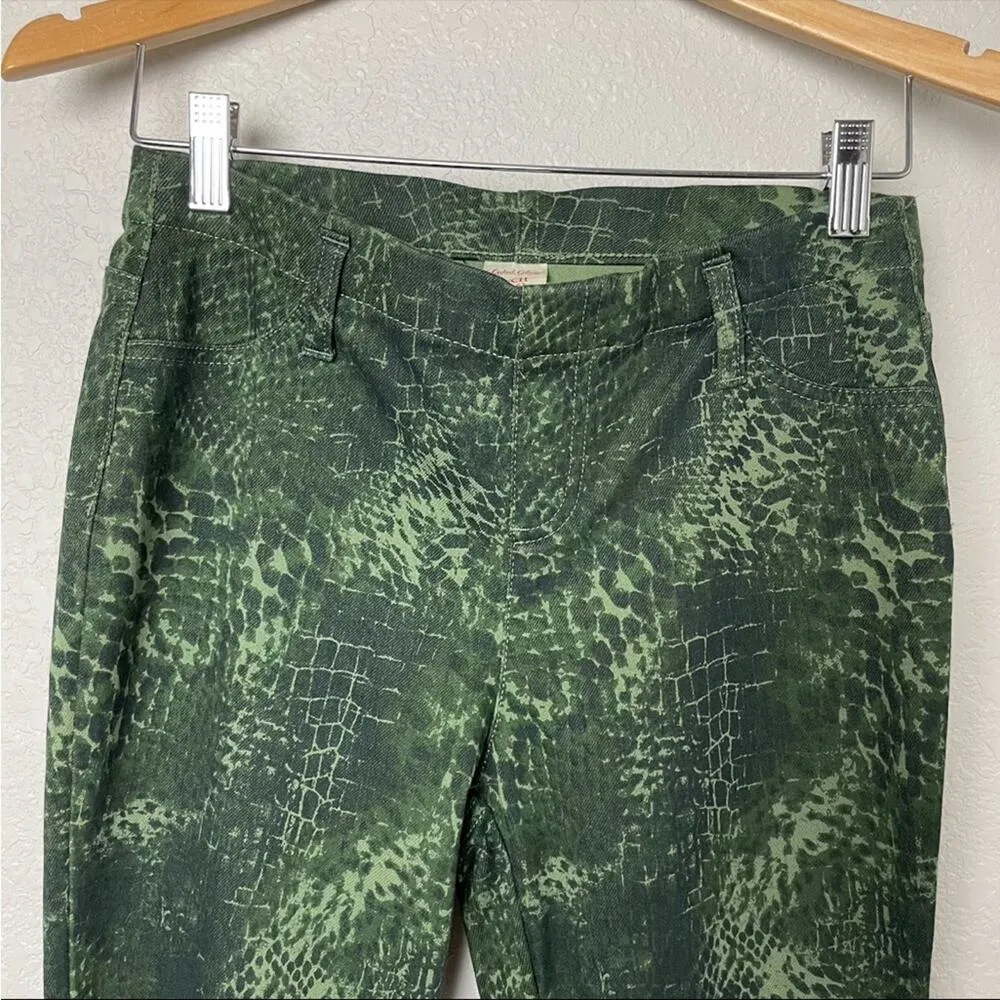 FADED GLORY Olive Green Reptile Print Skinny Leggings Size S - Image 2