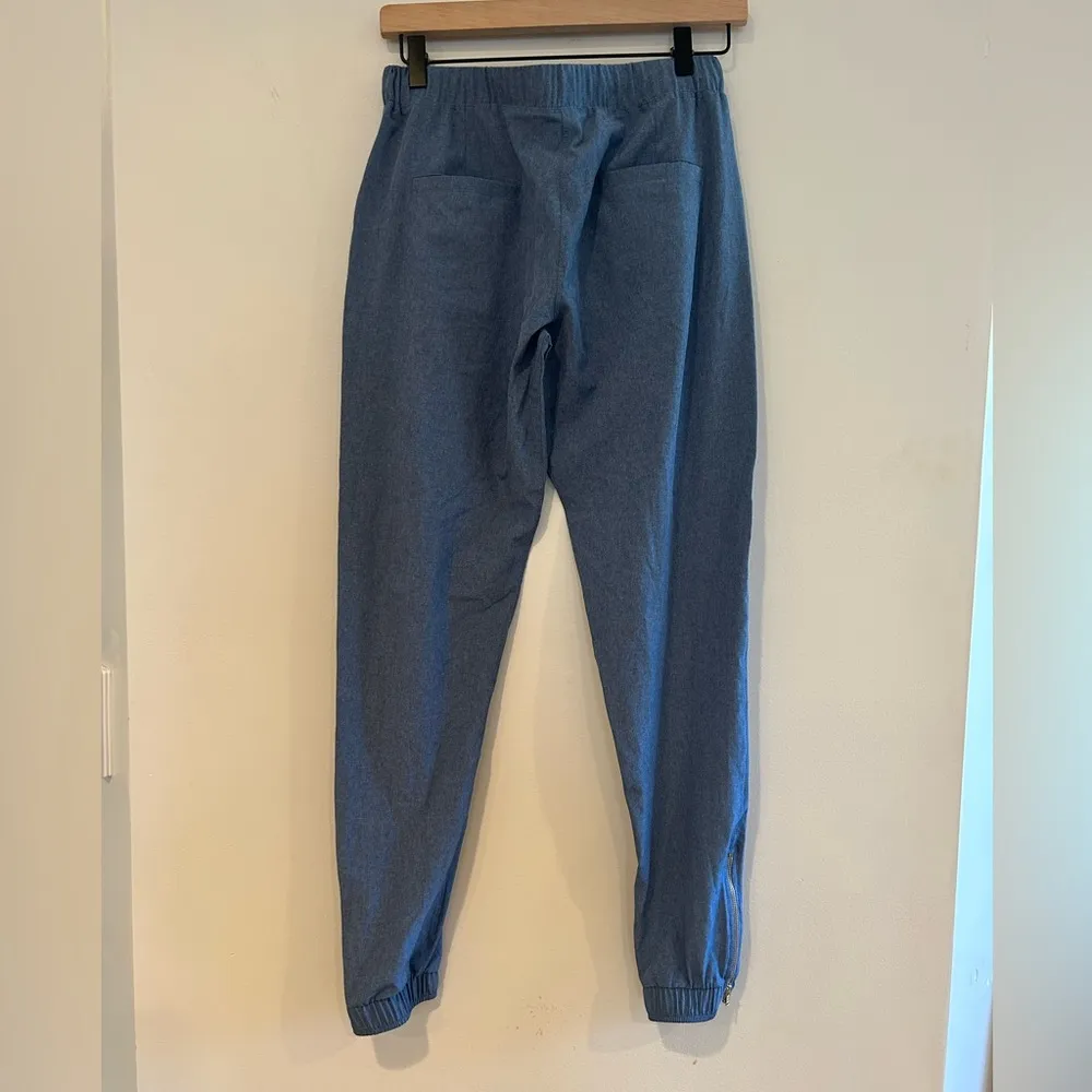 Albion Fit Jetsetter Joggers Size XS Tall Ankle Zipper Athleisure Chambray Blue - Image 6