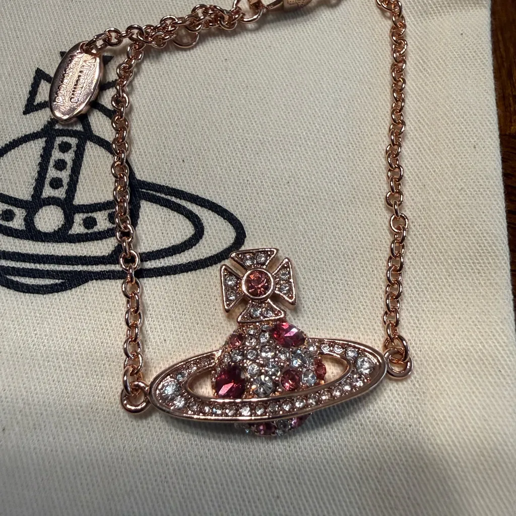 NEW Vivienne Westwood Bas Relief Rose Gold CZ XX24V Bracelet Size 6 - Image 2