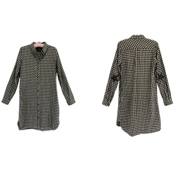 Maison Scotch Black & White Gingham Plaid Button Front Dress - Image 2