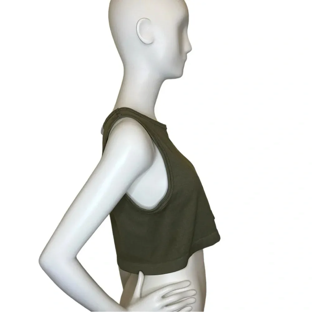 Hippie Rose Women’s Juniors’ Ribbed Smokey Olive Sleeveless Crop Tank Top XL - Image 3