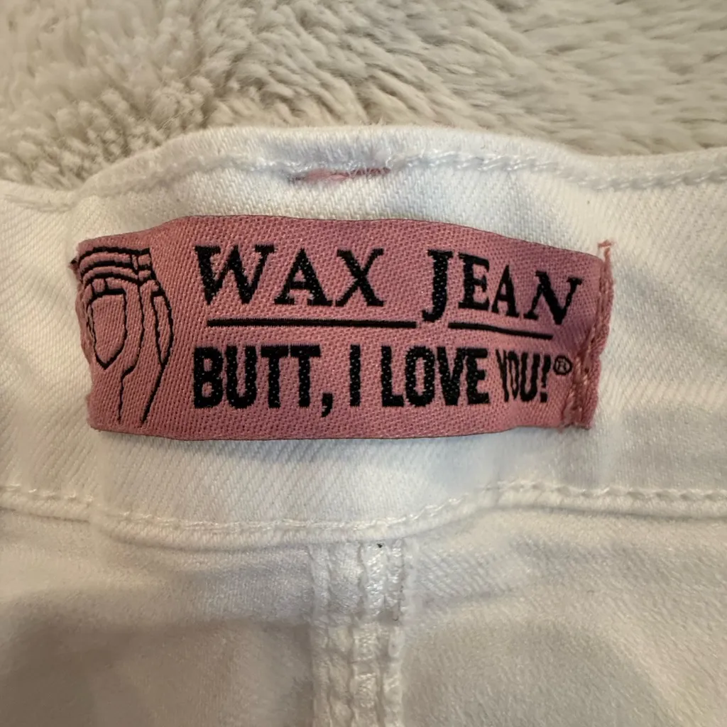 Wax Jeans White Wash Distressed Denim Butt I Love You Fit, Women’s 13 / 31 - Image 3