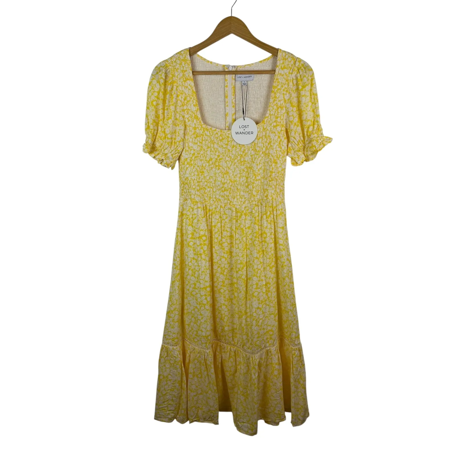 NWT Lost + Wander Sweet Summer Daze Midi Dress Small Yellow Floral Cottagecore - Image 2