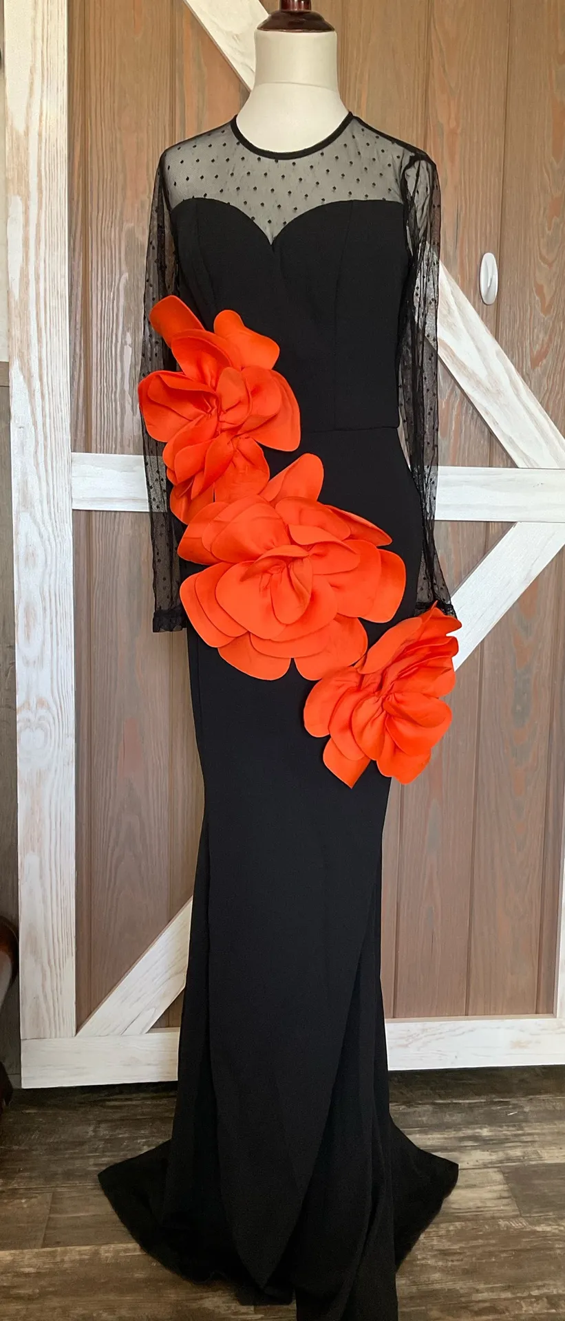 Faeriesty black gown with orange flowers Size M - Image 2