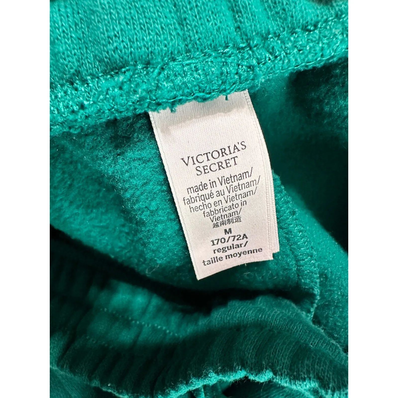 Victoria's Secret Emerald Green Rose Embroidered Sweatpants Wide Leg Size M - Image 6