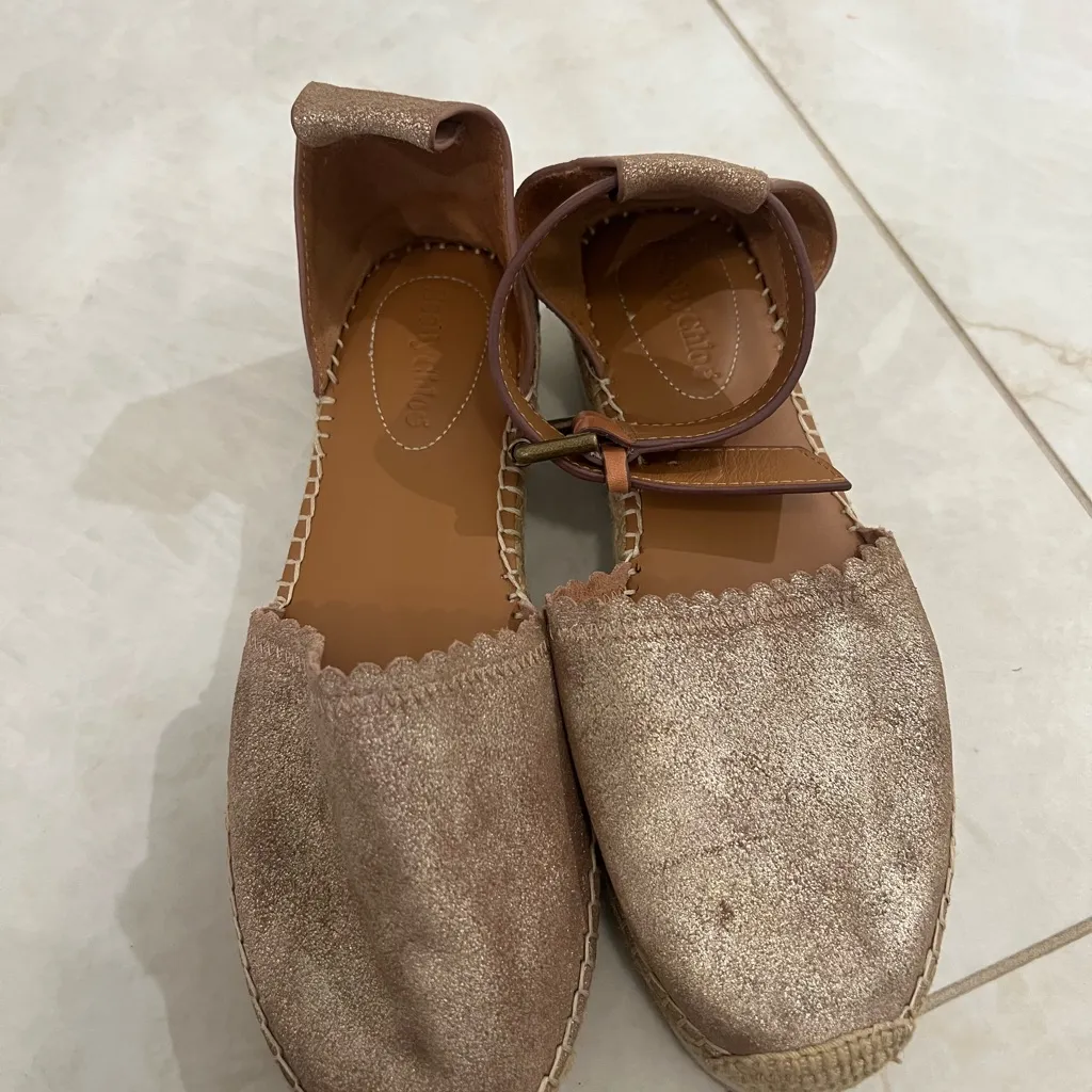 See by Chloe Rose Gold Sparkle Platform Espadrilles Size 38 EU - Image 2