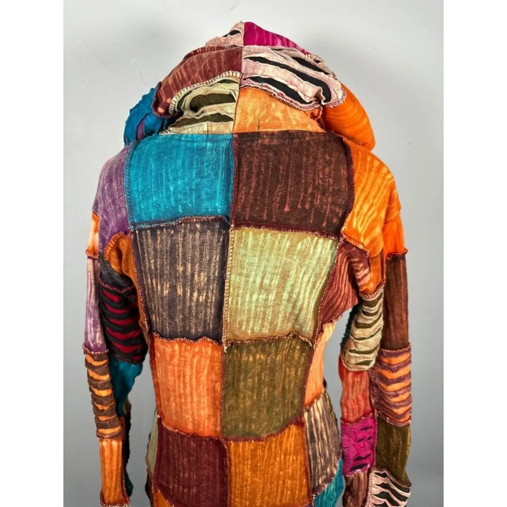 The Collection Royal Womens Zip Jacket Patchwork Colorful Hoodie Zip Boho Hippie Size undefined - Image 13