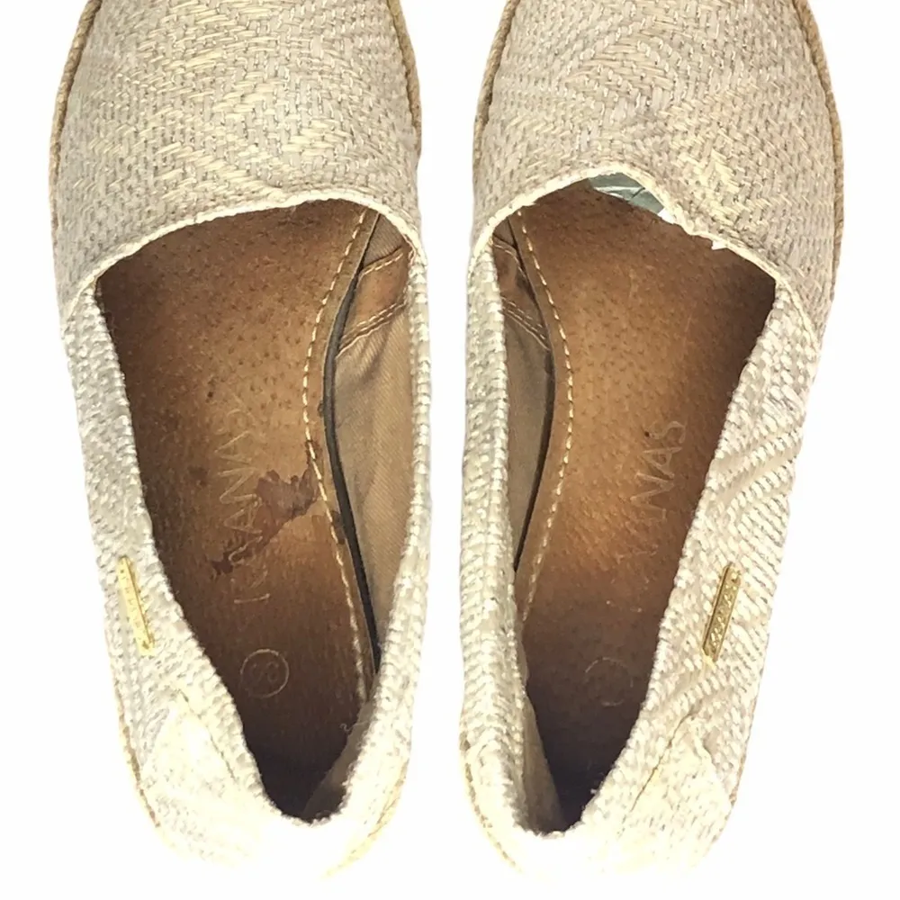 Kaanas  Textured Fabric Espadrille Flats Off White - Image 3