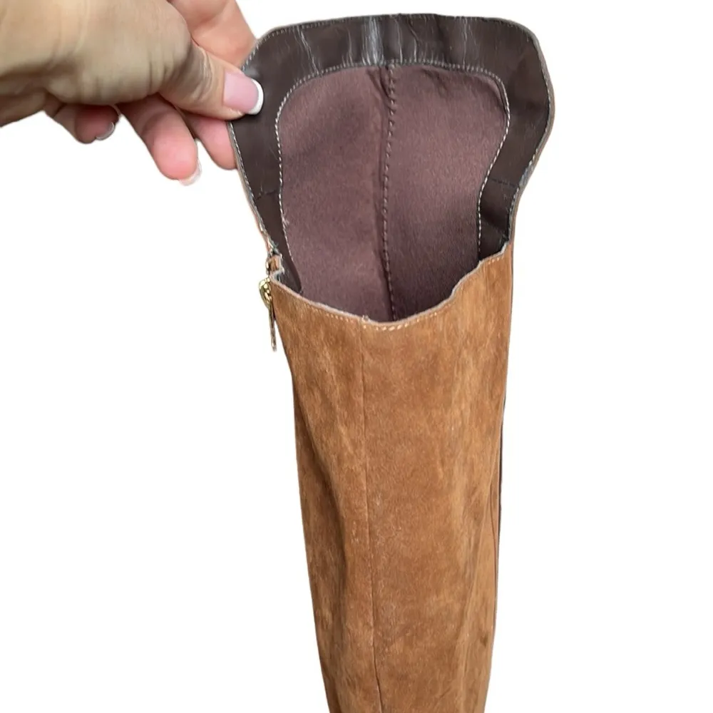 Lia Line Thick Heel Over Knee Boot Brown Size 6 - Image 10