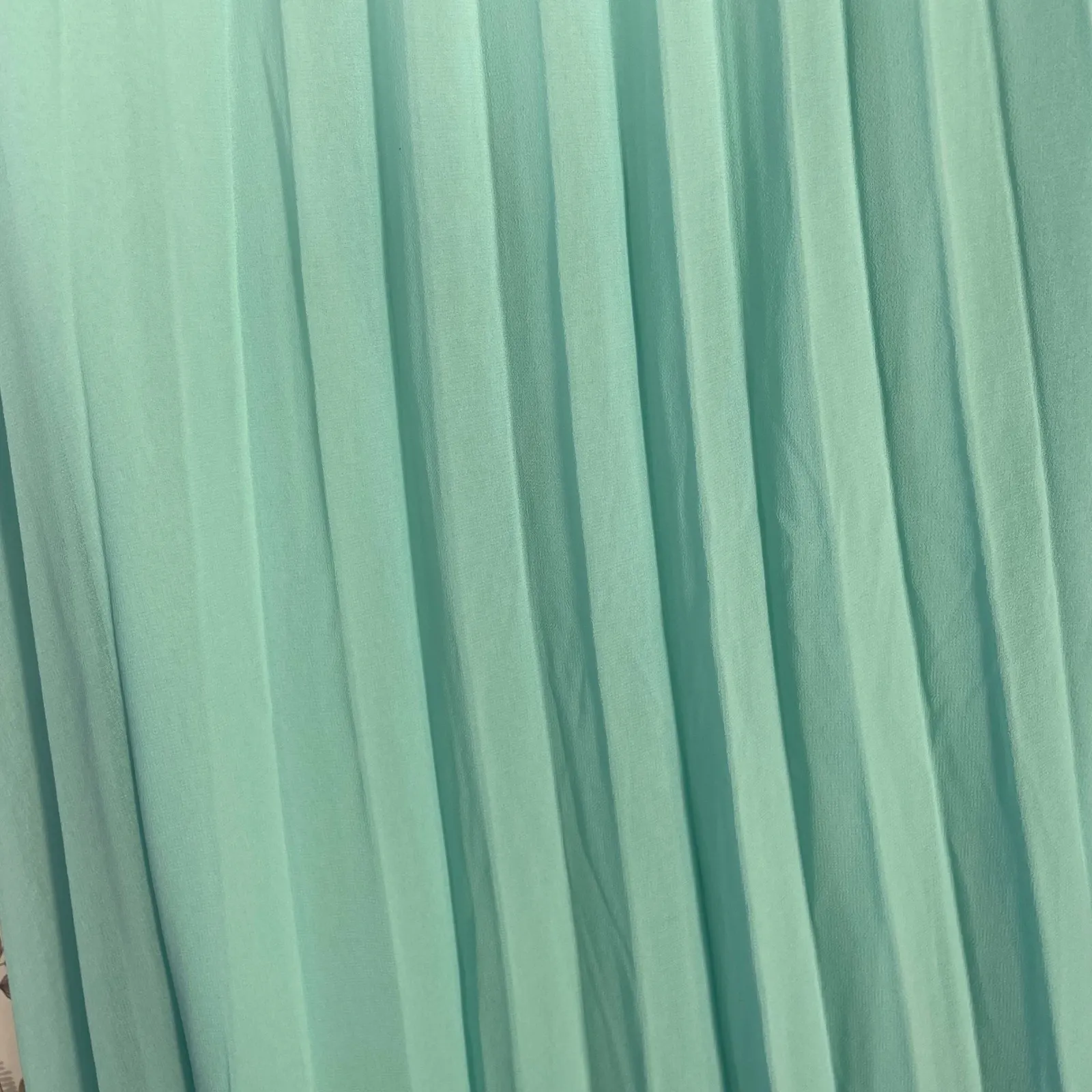 Vintage Cal Style USA Pleated Chiffon Skirt Aqua Blue‎ L Large Midi Made in USA Blue - Image 8