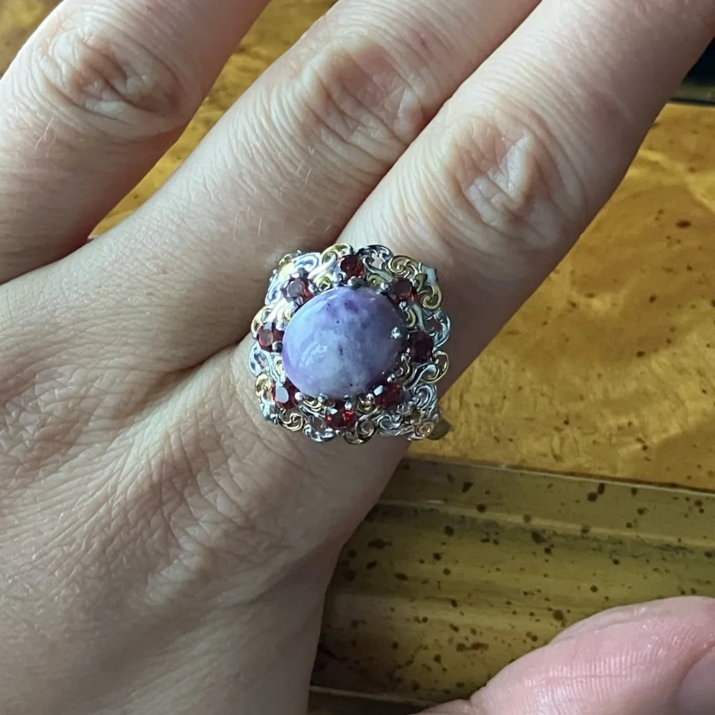 Utah Tiffany Red Garnet Sterling Silver Ring Size 9 Purple - Image 4