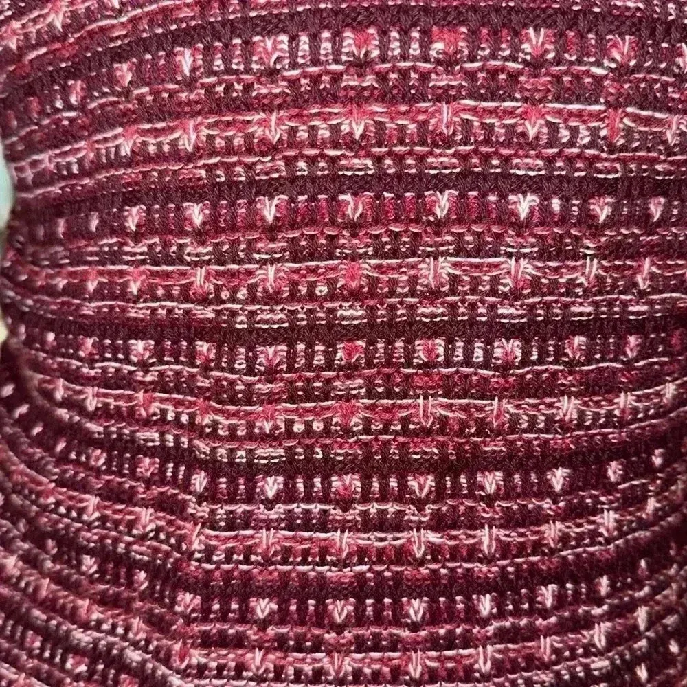 women’s Textured Knitted Striped V-neck Wedge burgundy Cardigan sz SP - Image 6