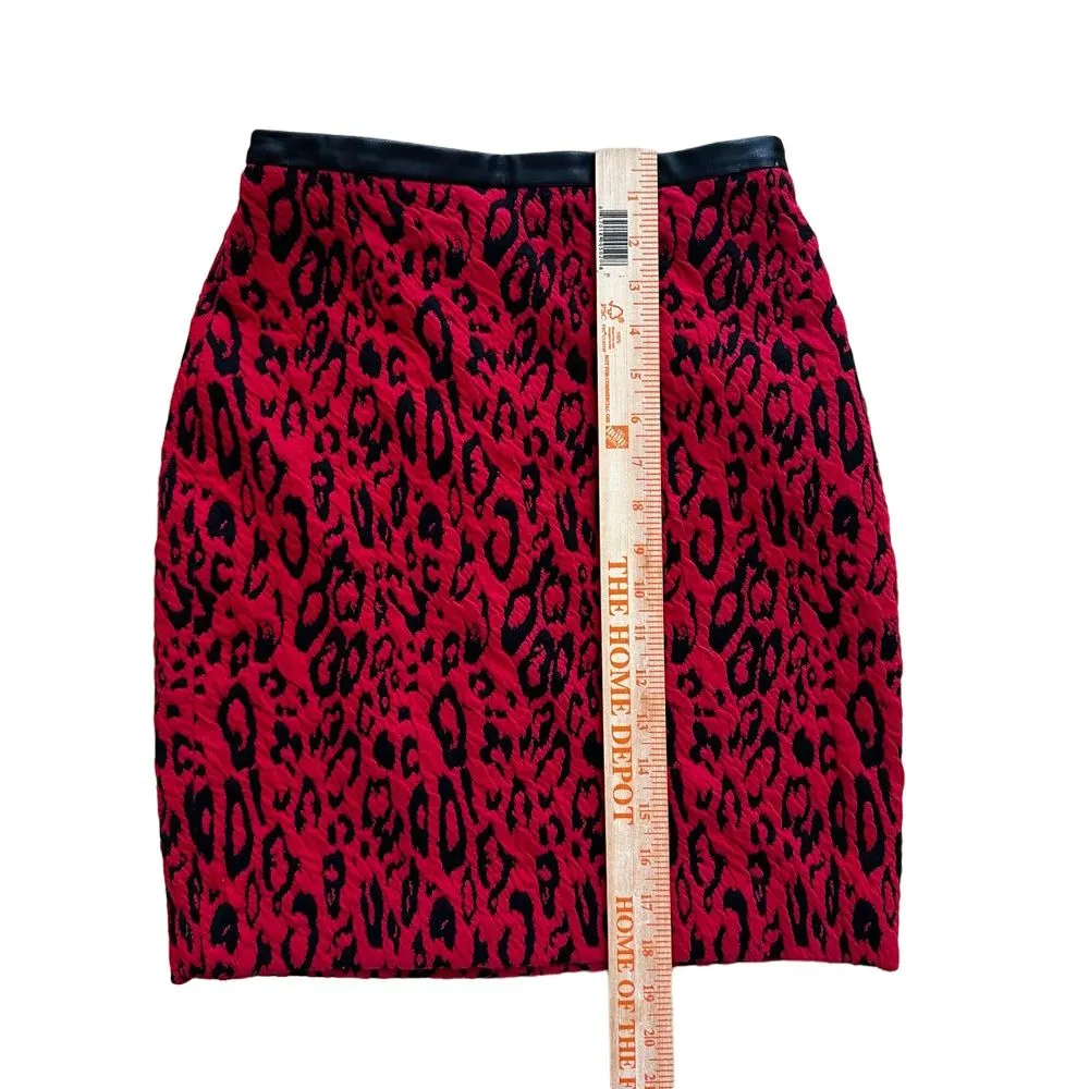 Express Size 0 Red Leopard Print‎ Pencil Skirt Fierce Fashion - Image 3