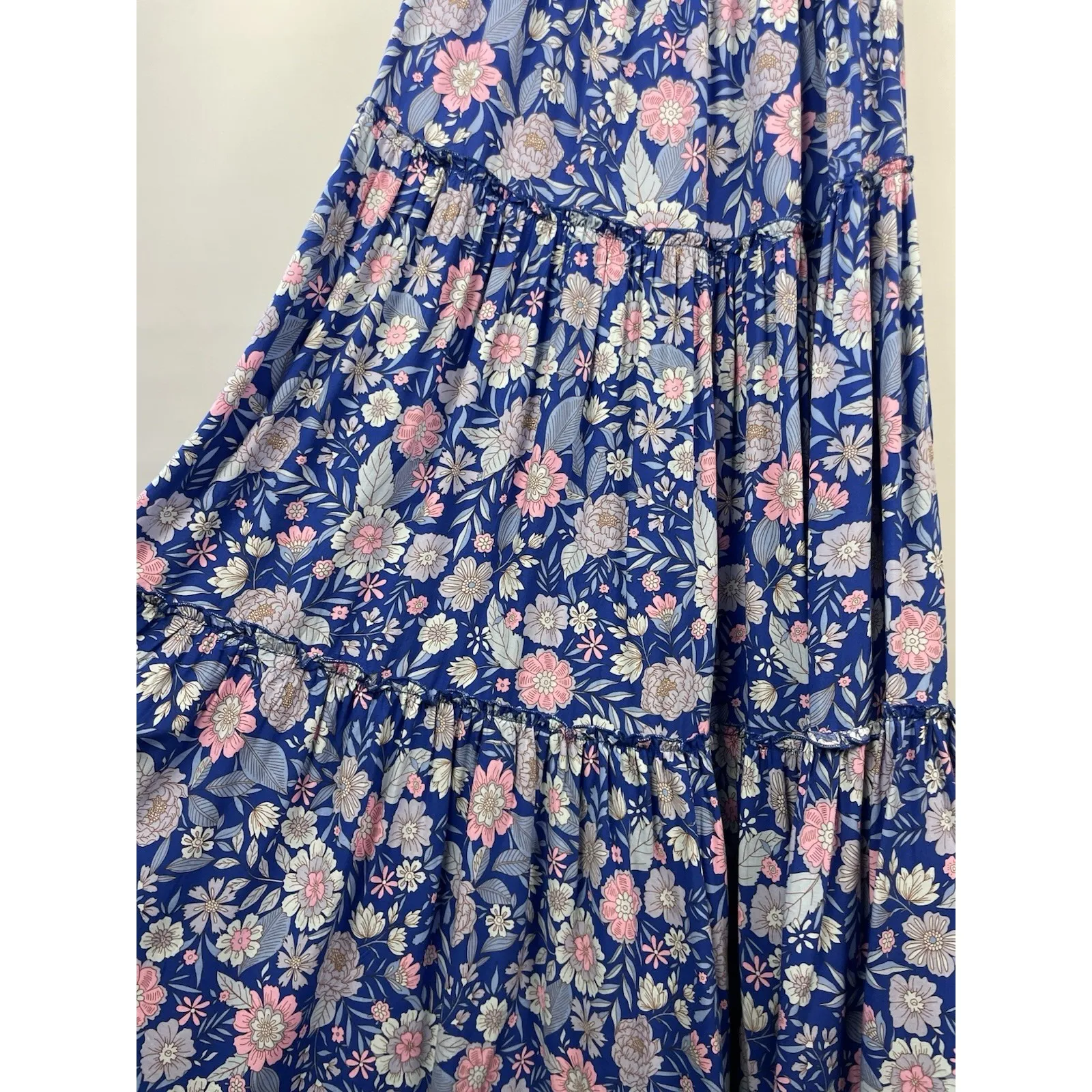Abel‎ The Label Womens Strapless Maxi Dress Sz S Blue Pink Floral Smocked Boho - Image 8