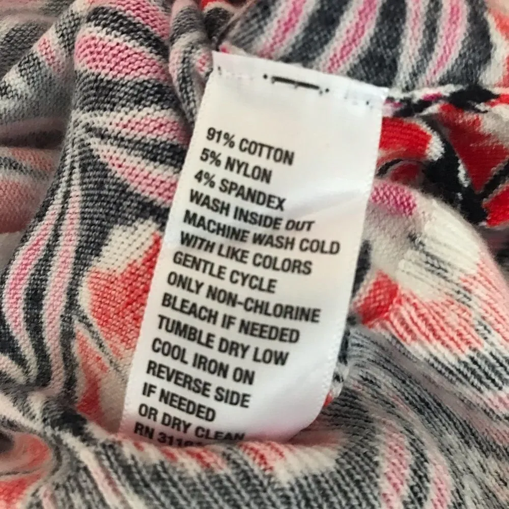 CROWN & IVY Floral Print Cardigan Button‎ Front Stretch Cotton Purple Orange XS - Image 3