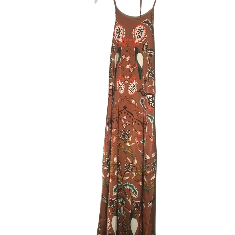 House of Harlow 1061 brown floral satin halter M midi dress NWT boho coc… - Image 3