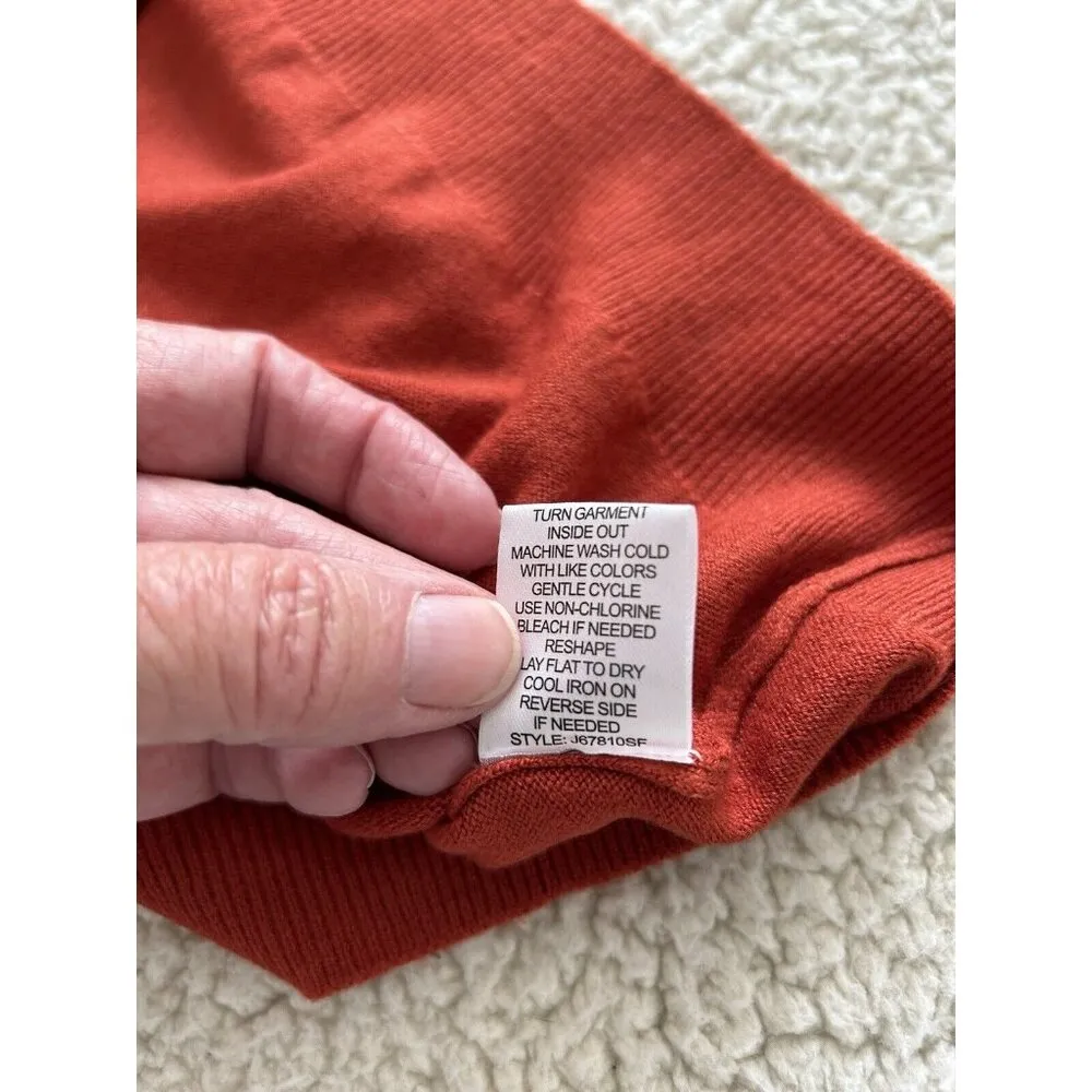 Stitch Fix Love Ellie Sweater Burnt Orange Cross Back Detail Pullover Size M - Image 7