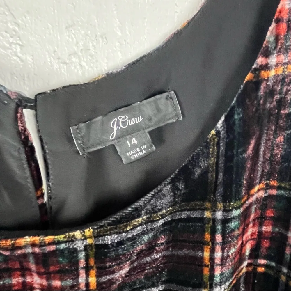 J. CREW Stewart Tartan Plaid Sleeveless Velvet Lined Sleeveless Top, Size 14 - Image 3