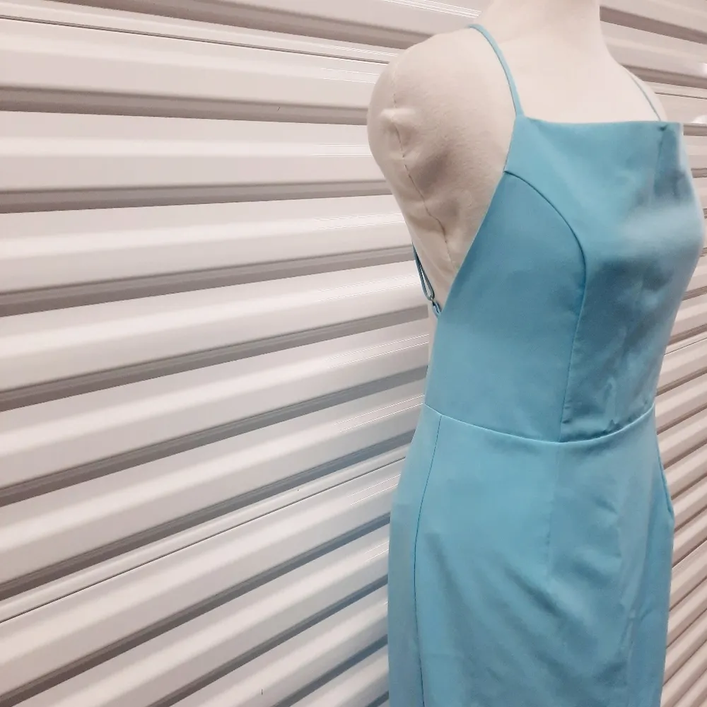 Bardot Anya Dress Womens Large Aqua Blue Open Back Strappy Sexy Party Midi - Image 9