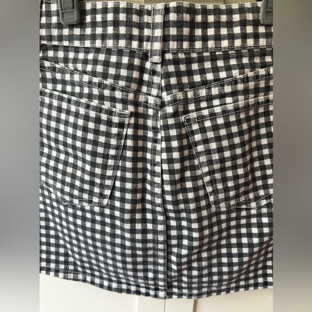 Reformation Mini Bianca Jean Denim Skirt Size 24 Black‎ White Checkered - Image 9