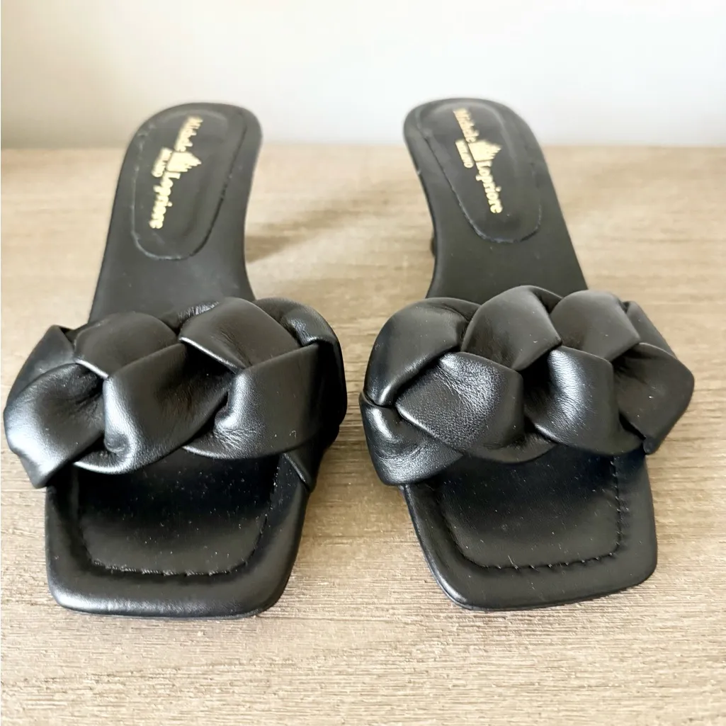 Michele Lopriore Knotted Sandal Low Heel in Black Leather Size 39 - Image 2