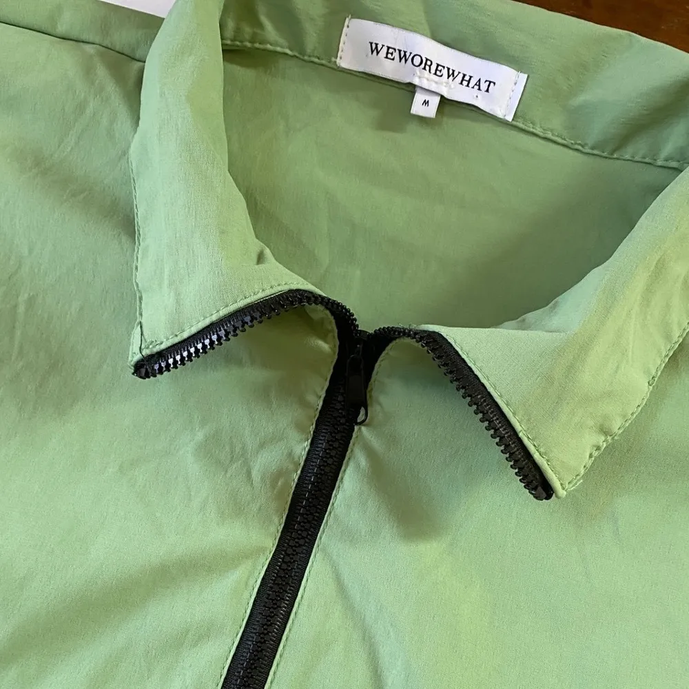 WeWoreWhat Womens Solid Cropped 1/4-Zip Pullover Green M - Image 5