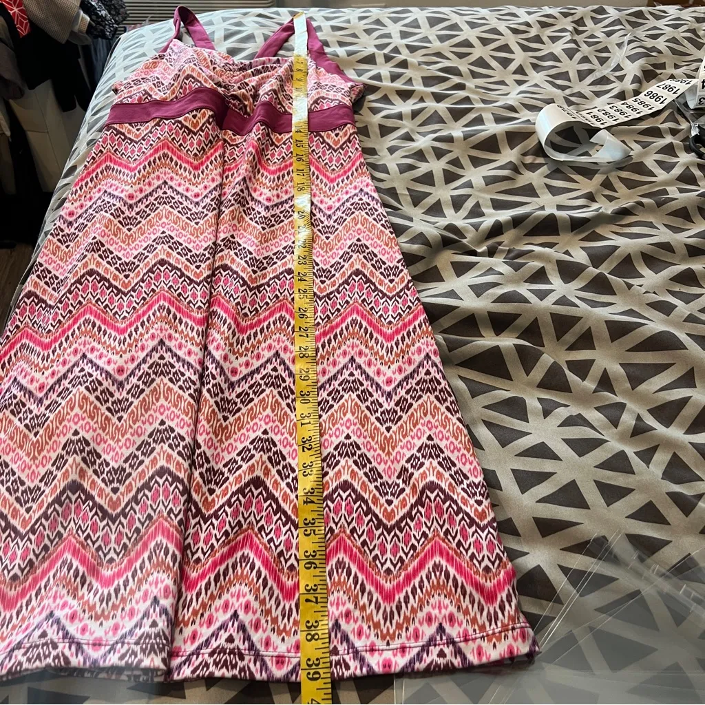 Prana Breathe Soft Stretch Empire Waist Chevron‎ Sweetheart Midi Dress Size S - Image 14