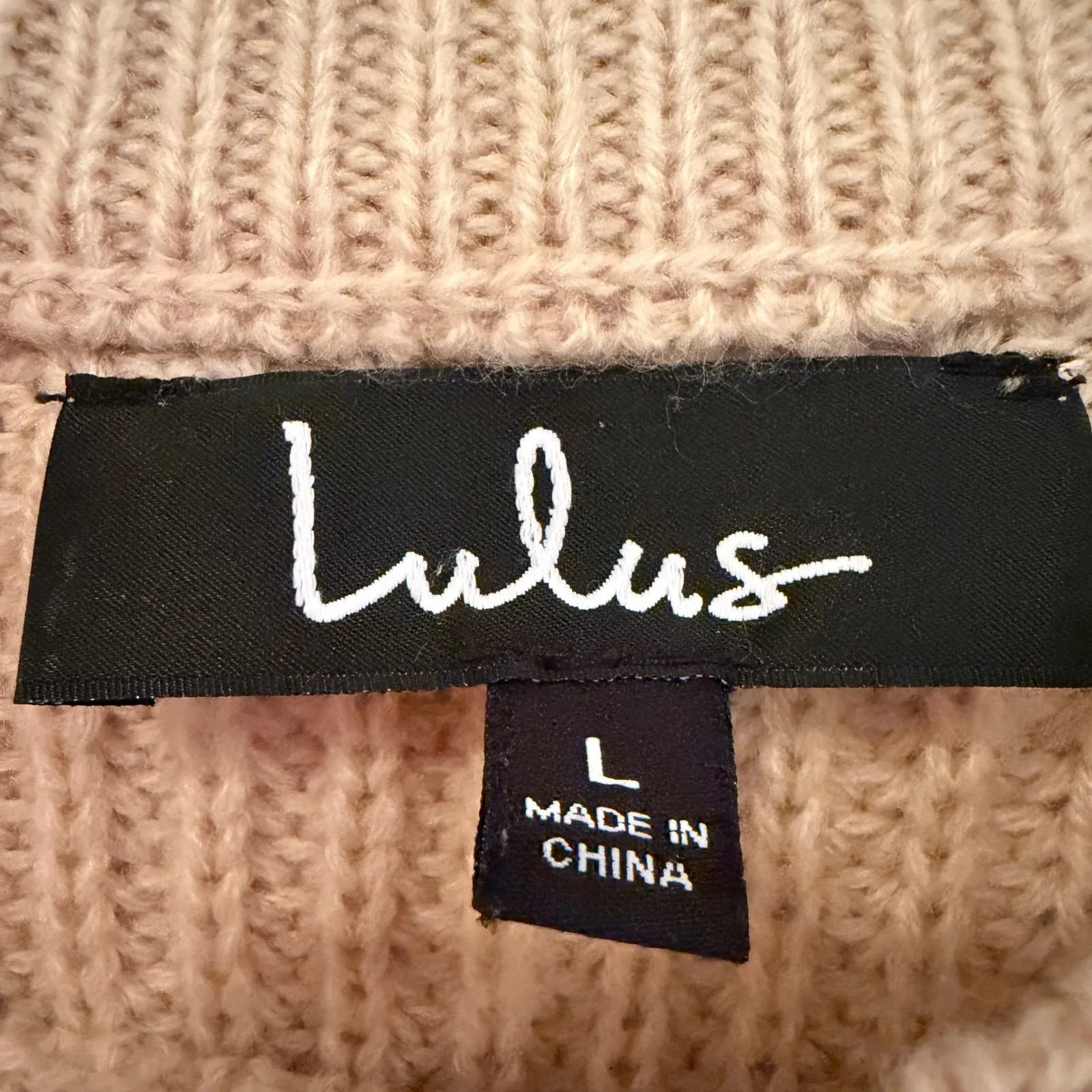 Lulus Chunky Cable Knit Sweater Women's Large Cream Balloon Sleeve Hippie Dainty - Image 4
