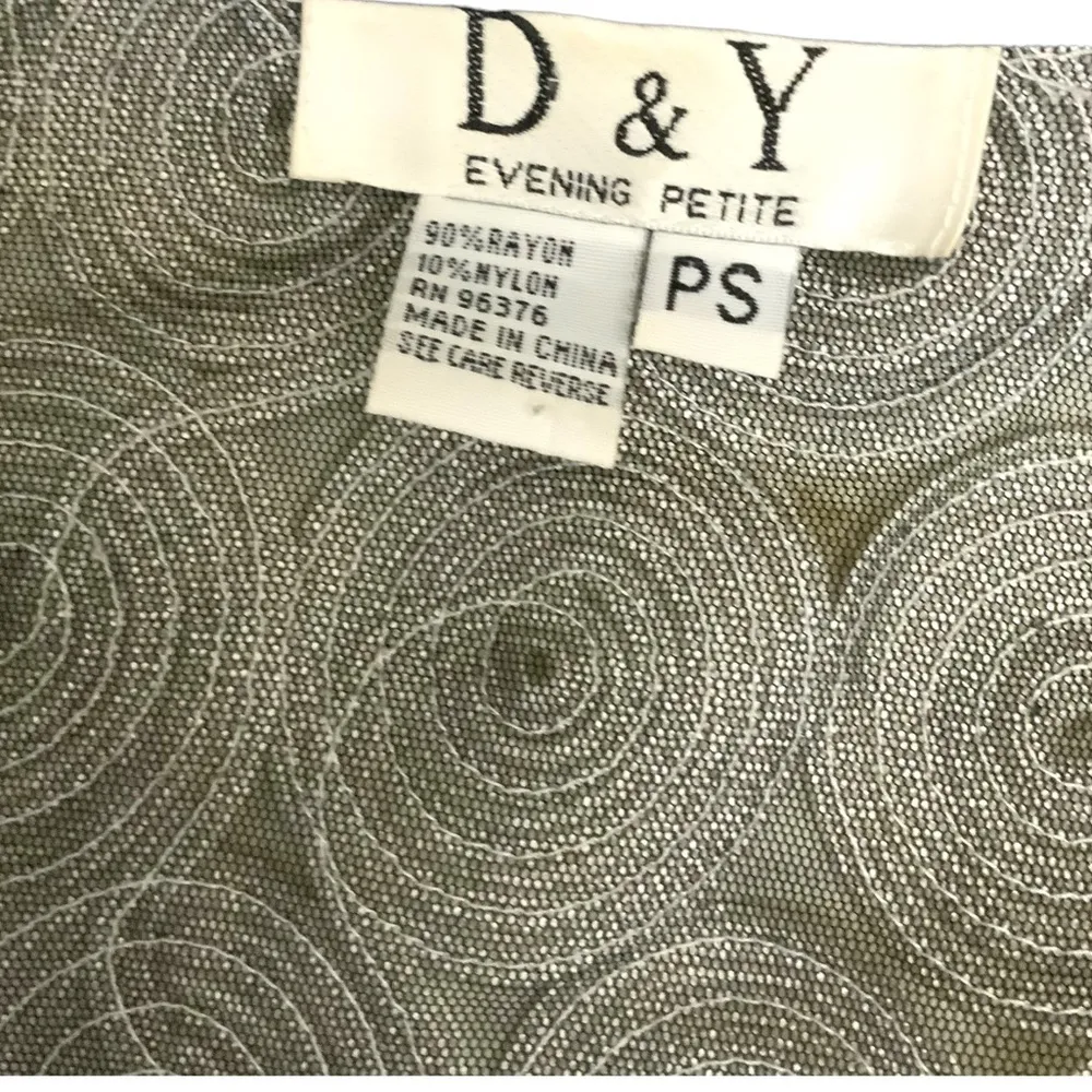 Vintage D&Y Evening Jacket Swirl Ribbon Soutache Top Zip Up White Petite Small - Image 8