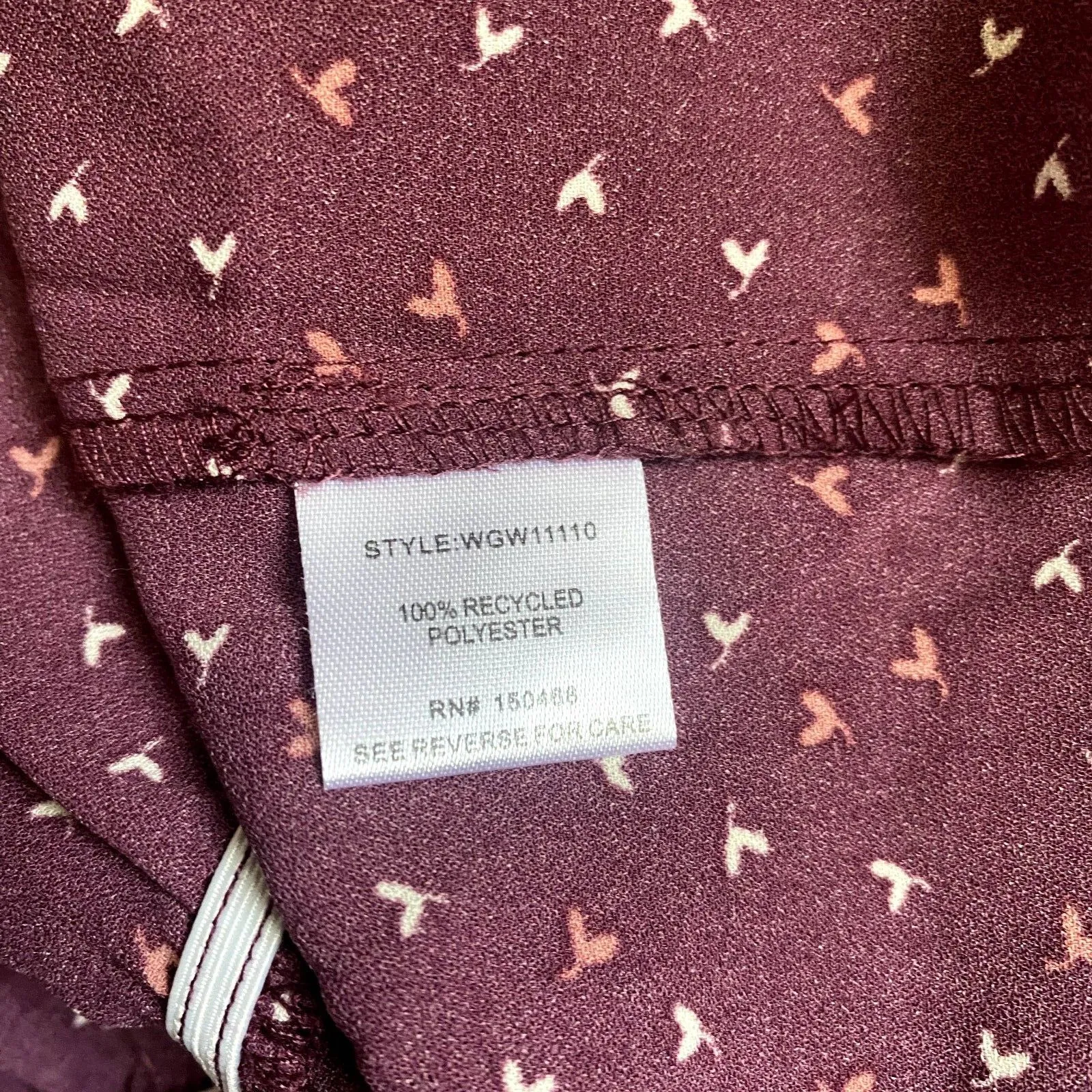 41 Hawthorne Zendaya Faux Wrap Tie Waist Blouse Burgundy‎ Printed Size Medium Red - Image 6