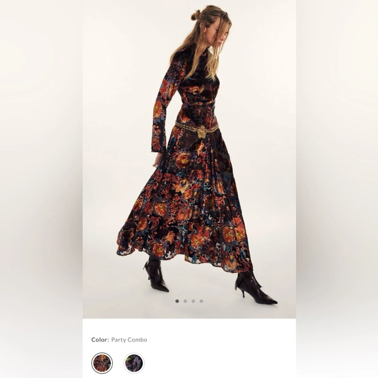 NWT Free People Bali Painterly Paisley Party Combo Velvet Maxi Dress - Image 2