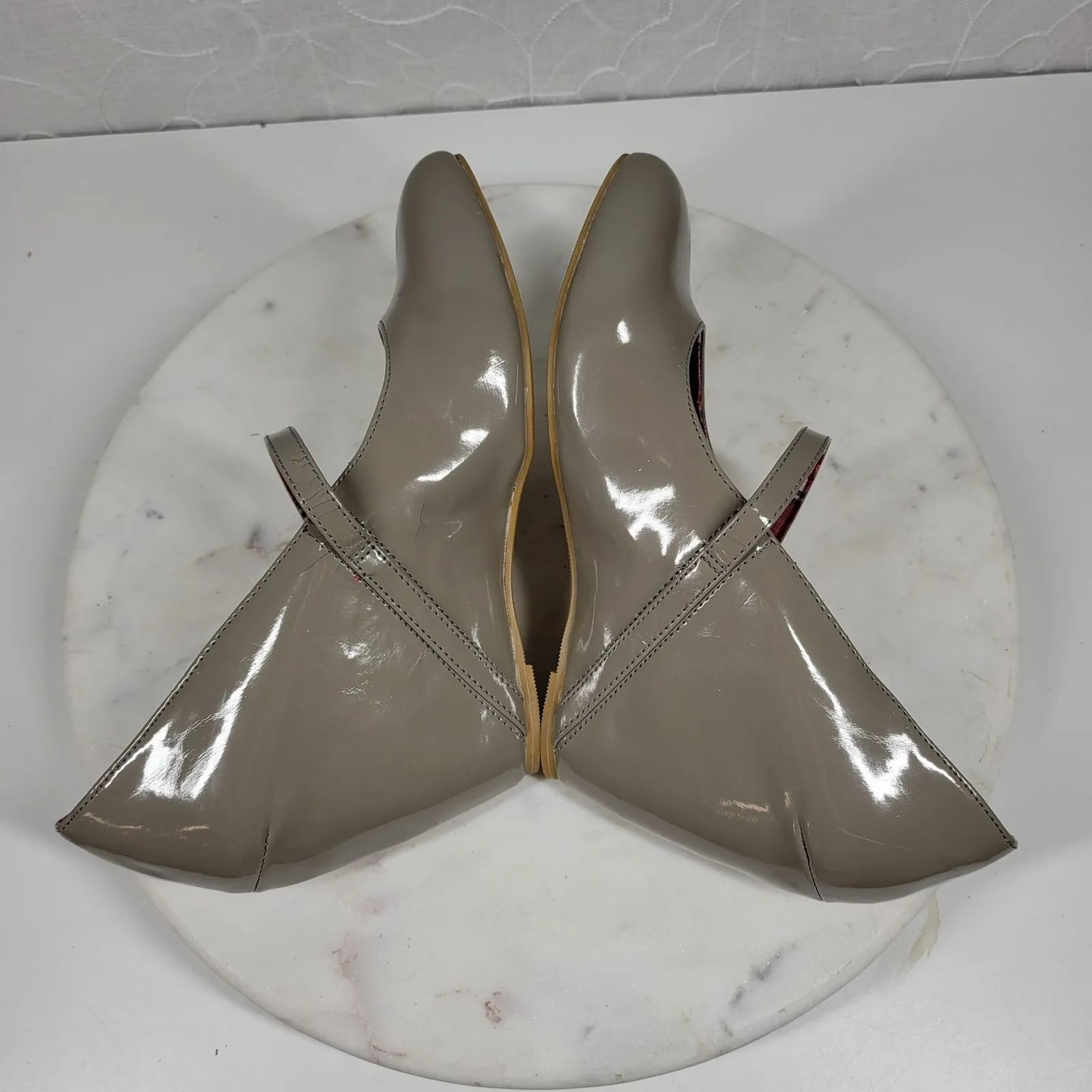 Aldo Womens Mary Jane‎ Wedge EU 39 US 9 Gray Patent Leather Cross Strap Heel - Image 7