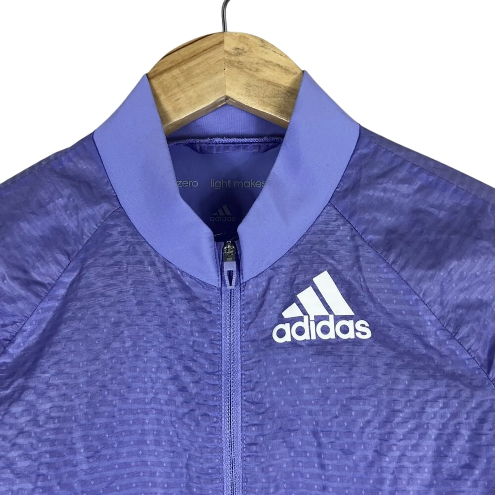 Adidas Adizero Running Jacket Womens S Purple Lightweight Zip Athleisure Sporty - Image 2