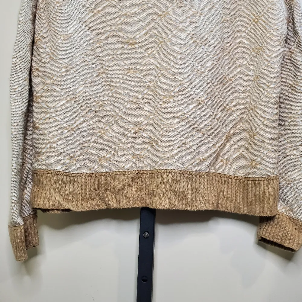 J Crew Factory Diamond Print Tan Sweater Medium - Image 5
