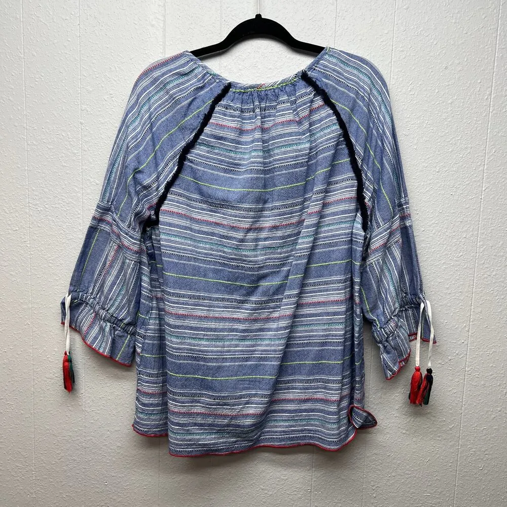 Caffe Marrakesh Anthro Cotton Top Womens 2X Flowy Tasseled Bohemian Cottagecore - Image 6