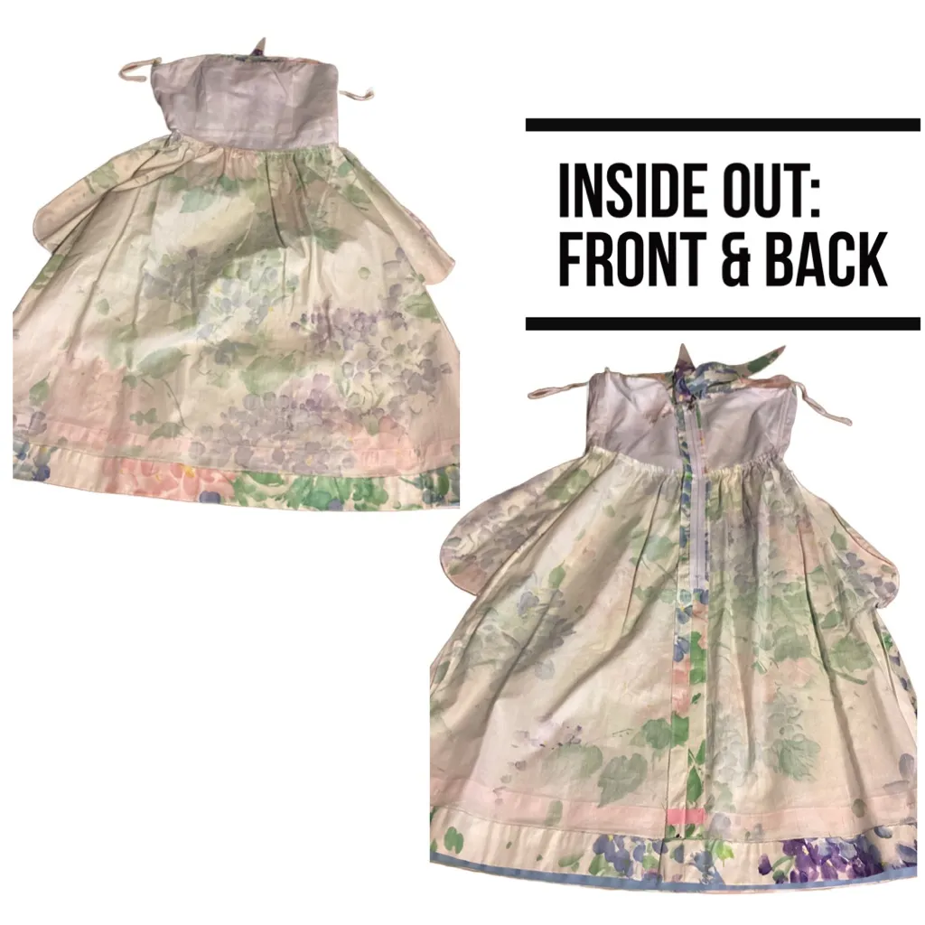 VINTAGE 1980'S BLAIR WOOLVERTON STRAPLESS PASTEL FLORAL PRINT TEA DRESS (12) - Image 11