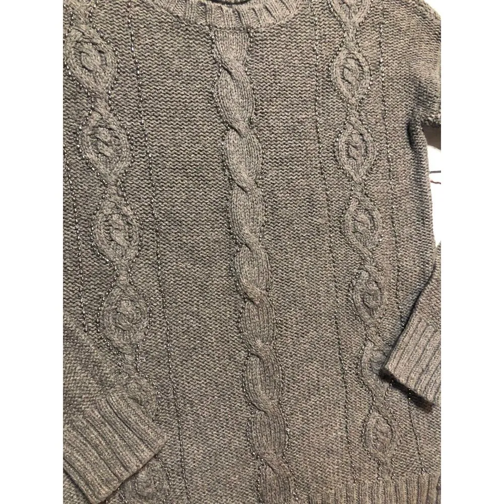 American Eagle Cable Knit Size Small Sweater Grey Neutral Closet Staple - Image 3