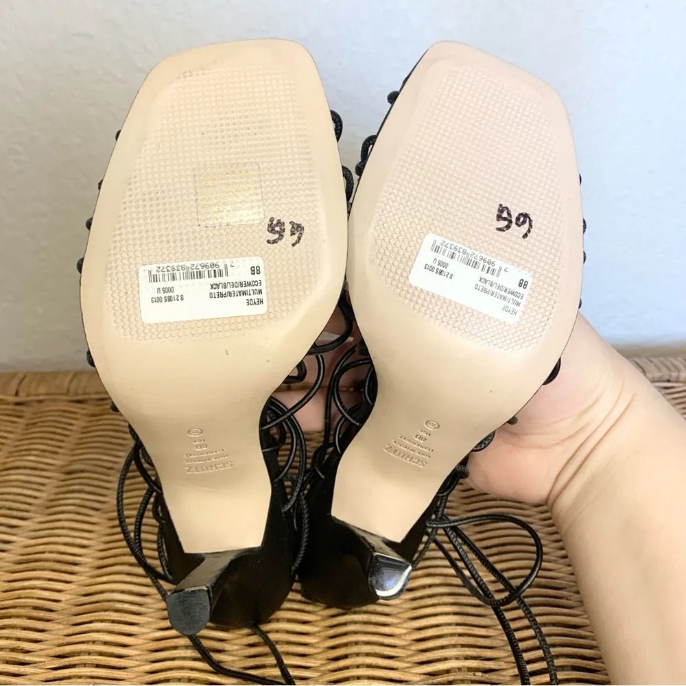 Schutz Heyde Leather Lace Up High Heel Sandal Size 8 - Image 9