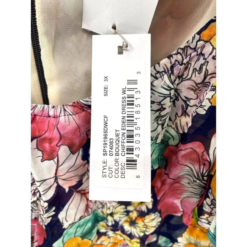 $325 Rachel Pally Women's Blue Sheer Long Eden Floral‎ Maxi Dress Size 3X NWT - Image 8