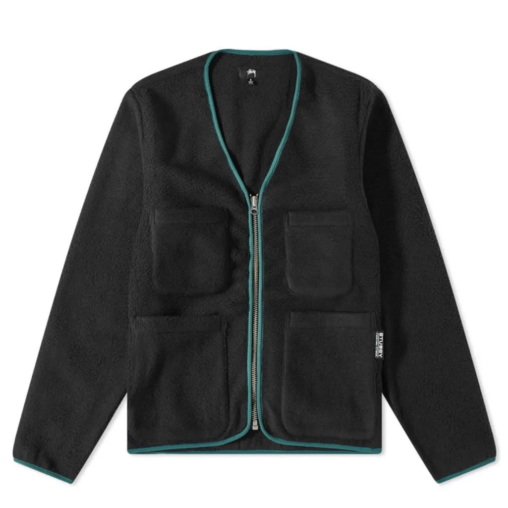 Stussy Black Polar Fleece Cardigan - Image 3