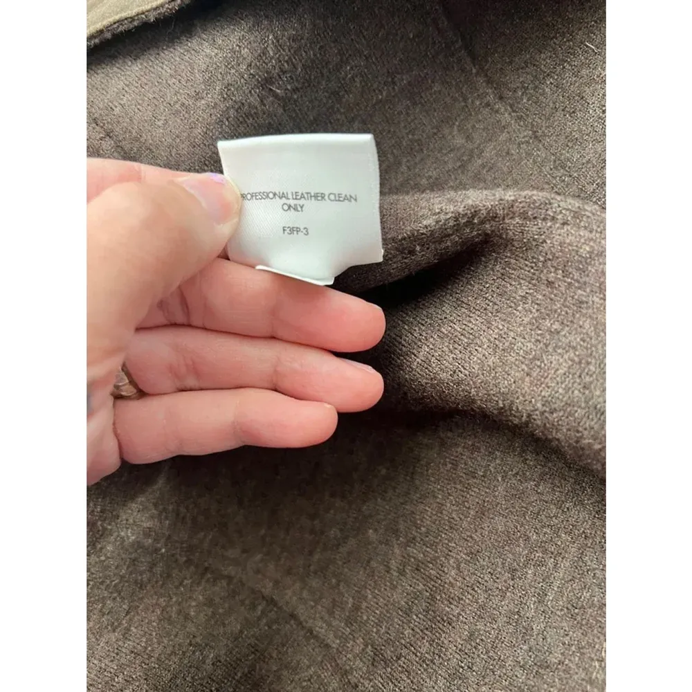 Eileen‎ Fisher Brown Merino Wool with Lamb Leather Trim Blazer- Size S - Image 7