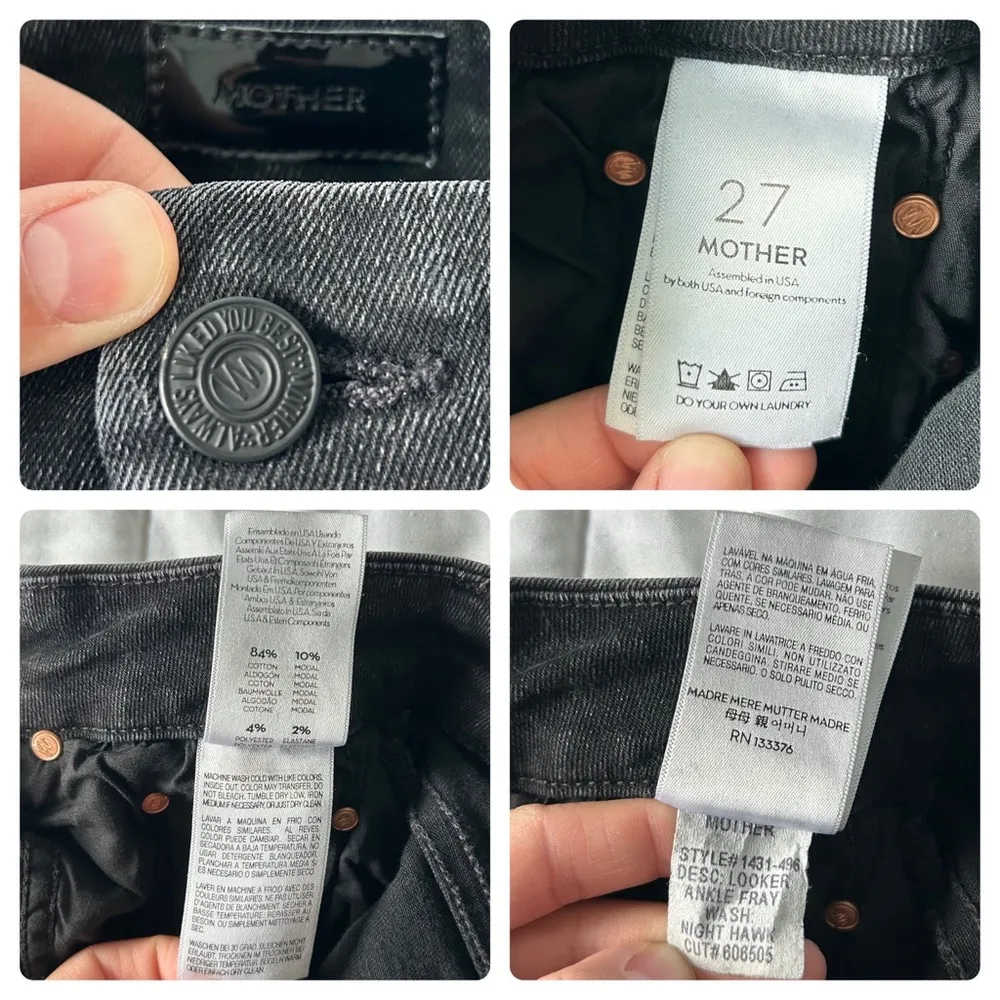 Mother Looker Ankle Fray jeans Night Hawk 27 Black - Image 12