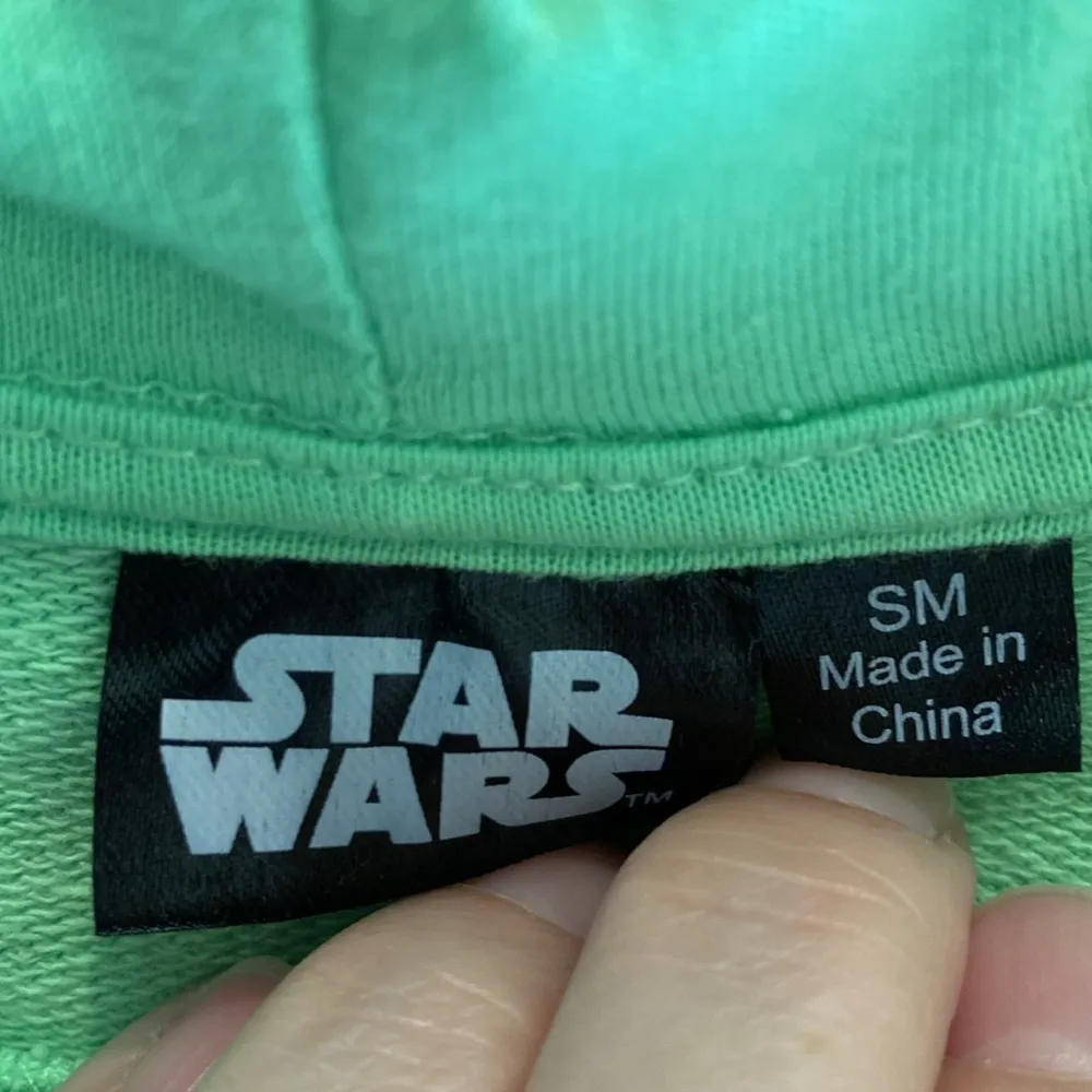 Star Wars Women's Green Baby Yoda Grogu French Terry Hoodie Sweatshirt size S/M - Image 3