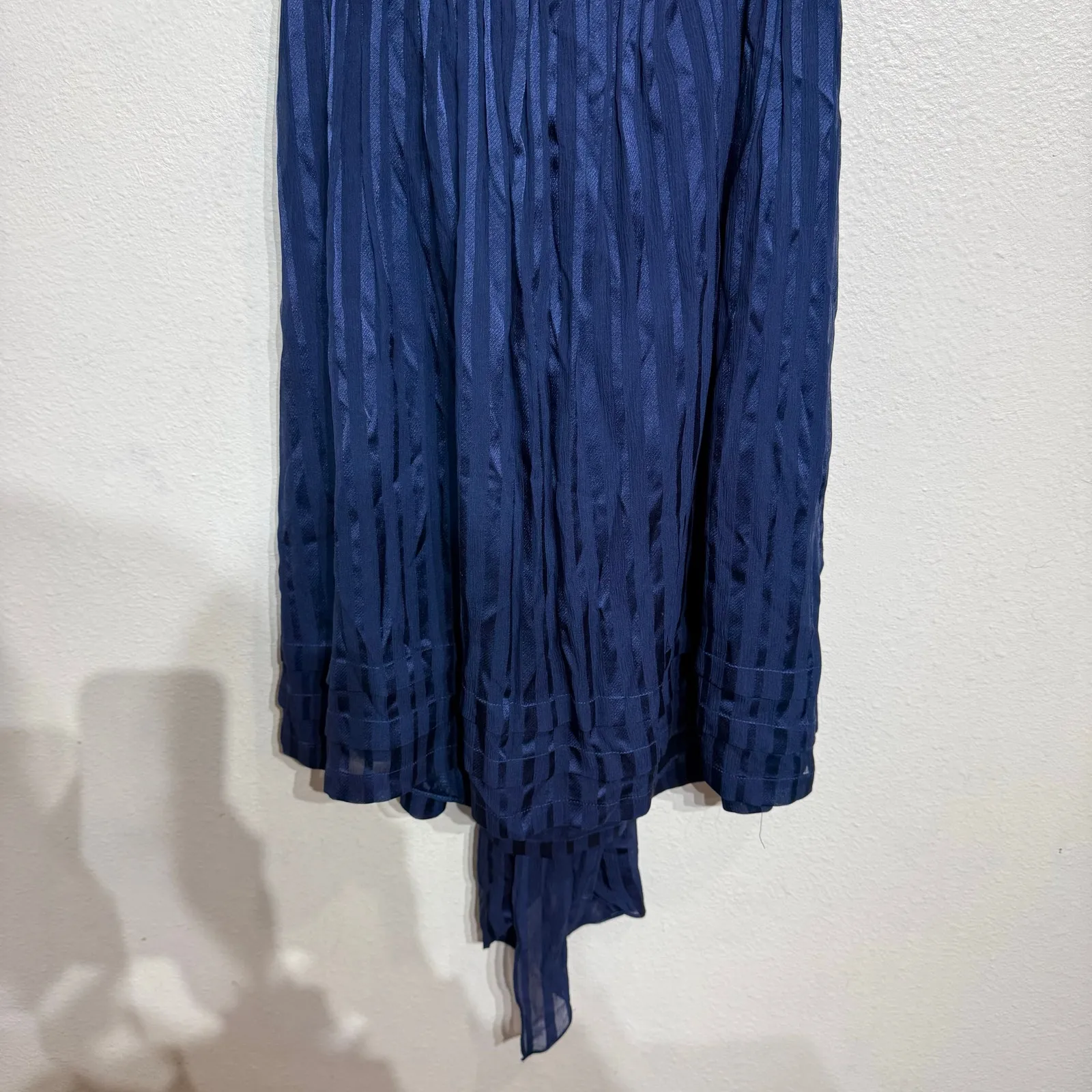 BCBGMaxazria Navy Silk Strapless Cocktail Midi Dress Sz 4 - Image 4