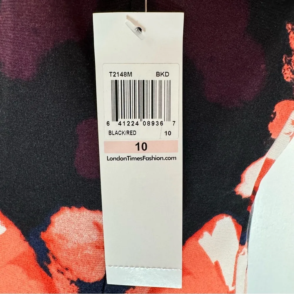 London Times ModCloth Thick Knit Floral Cap Sleeve Midi Shift Dress Size 10 NEW - Image 11