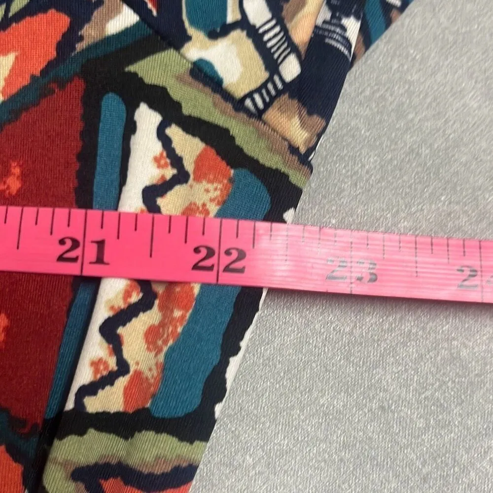 Impulsive 2X Blue Red Faux Wrap Jumpsuit Aztec Tribal Print V Neck Stretch Blue Size XXL - Image 7