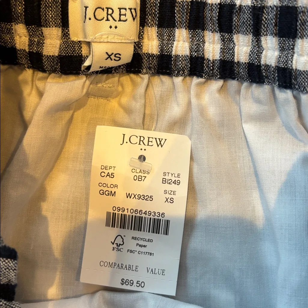 J. Crew Miniskirt Gingham Linen Cotton Paperbag NWT Soze XS - Image 5