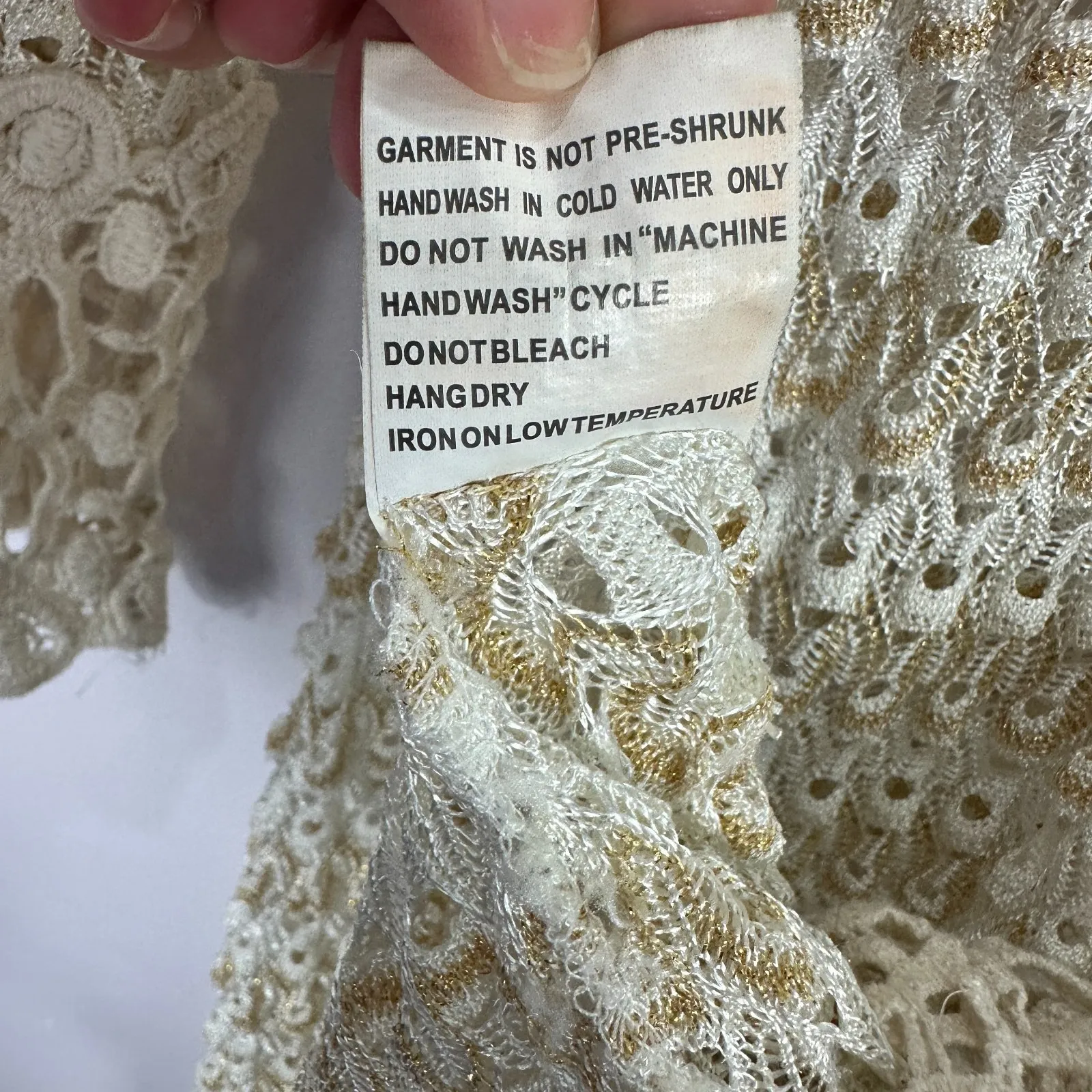 Solitaire Swim Cover Up L Crochet Knit Ivory‎ Metallic Trim Festival Boho Beach - Image 6