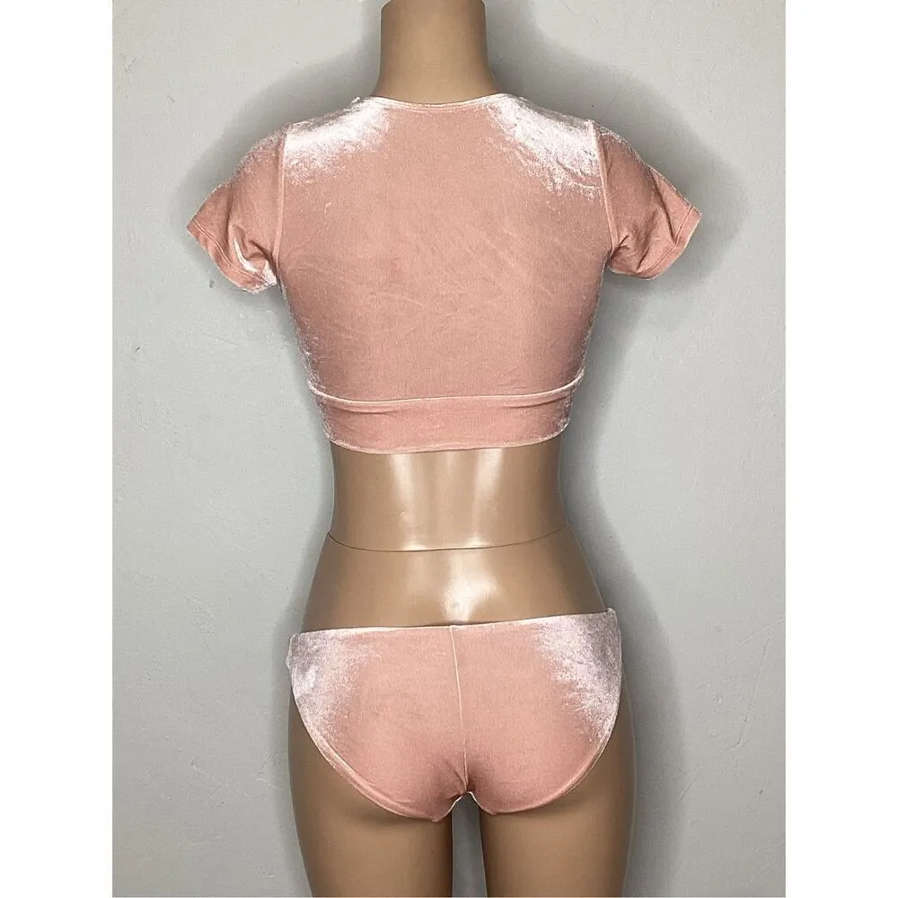 New. Robin Piccone blush stretchy velour bikini set. Small. Retails $189 - Image 7